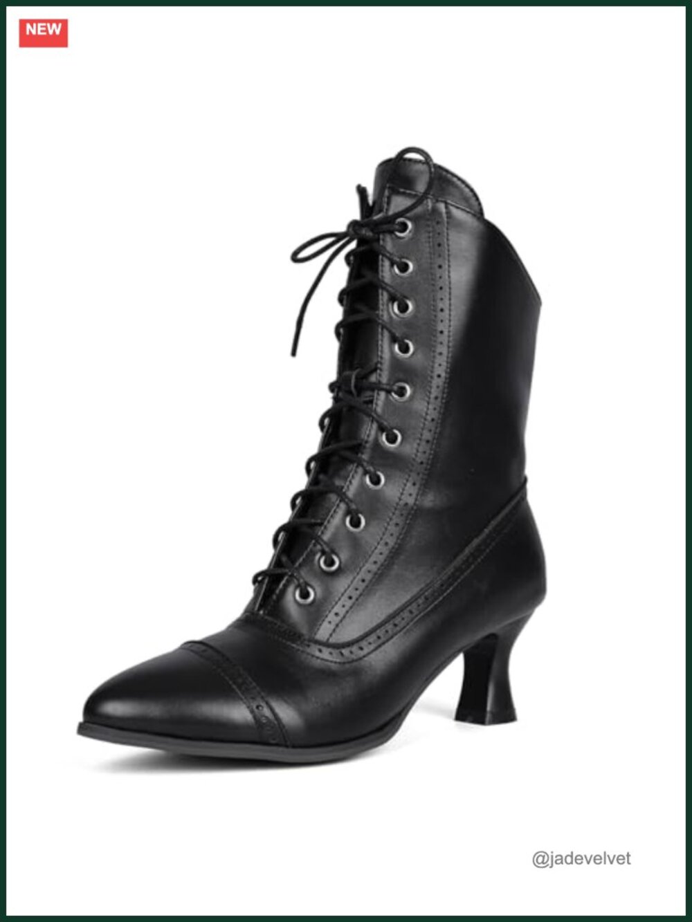 Victorian Ankle Boots Lace Up Low Heel Renaissance Granny Booties with Zipper